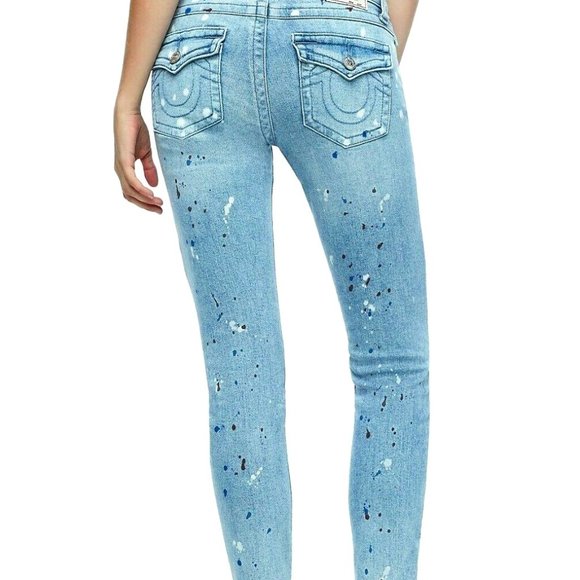 TRUE RELIGON MISSES SZ 29JEANS HALLE MID-RISE SUPER SKINNY LIGHT WASH DENIM JEAN